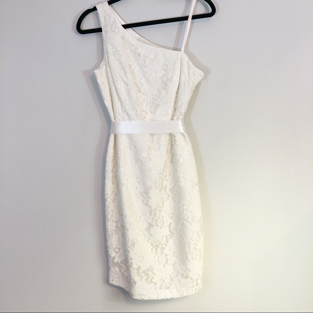 Simply Liliana white lace one shoulder dress sz 8 - Picture 3 of 8
